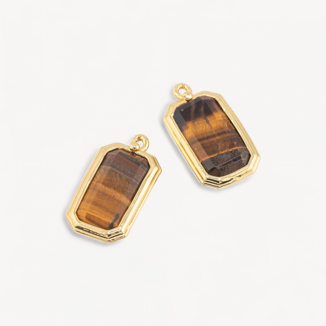 10 piezas de colgante de bronce rectangular de ojo de tigre de 11 x 20 mm con piedras duras-ENLACES CRISTALES CZ LÍNEA ALYSSA | Worldofjewel.com