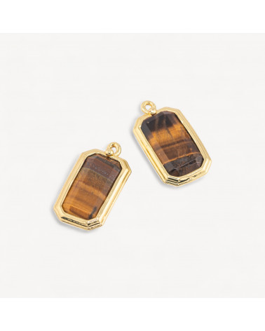Componente Pendente Di Bronzo Con Pietre Dure Rettangolo 11x20mm 10pz Occhio Di Tigre-LINKS CRISTALLI CZ LINEA ALYSSA | Worldofjewel.com