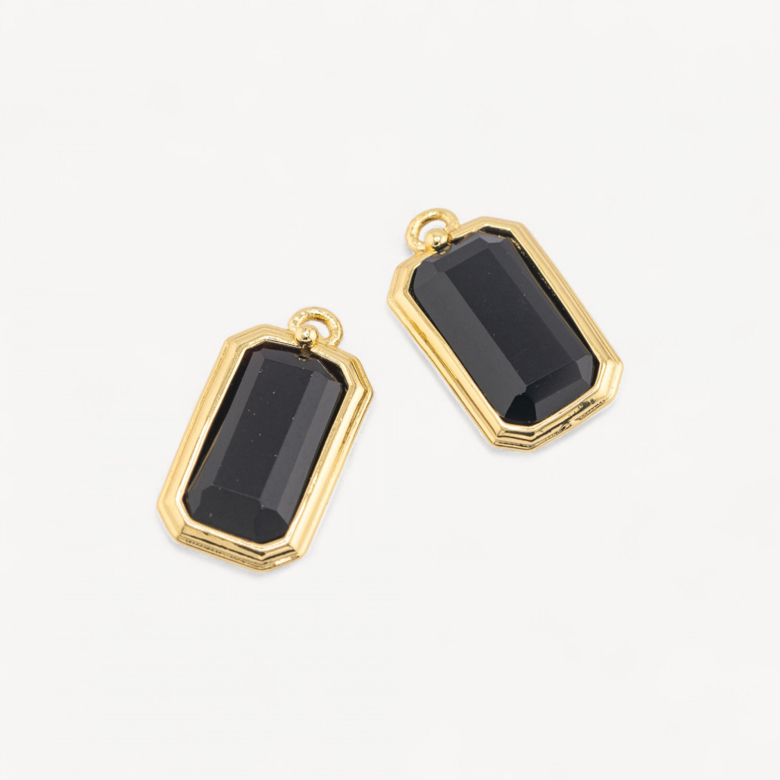 Componente Pendente Di Bronzo Con Pietre Dure Rettangolo 11x20mm 10pz Onice Nero-LINKS CRISTALLI CZ LINEA ALYSSA | Worldofjewel.com
