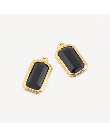 Componente Pendente Di Bronzo Con Pietre Dure Rettangolo 11x20mm 10pz Onice Nero-LINKS CRISTALLI CZ LINEA ALYSSA | Worldofjewel.com