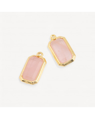 Componente Pendente Di Bronzo Con Pietre Dure Rettangolo 11x20mm 10pz Quarzo Rosa-LINKS CRISTALLI CZ LINEA ALYSSA | Worldofjewel.com