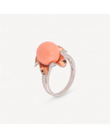 Anello Di Argento 925 Con Perla Naturale Rosa n128 Rodiato-ANELLI DI ARGENTO 925 | Worldofjewel.com