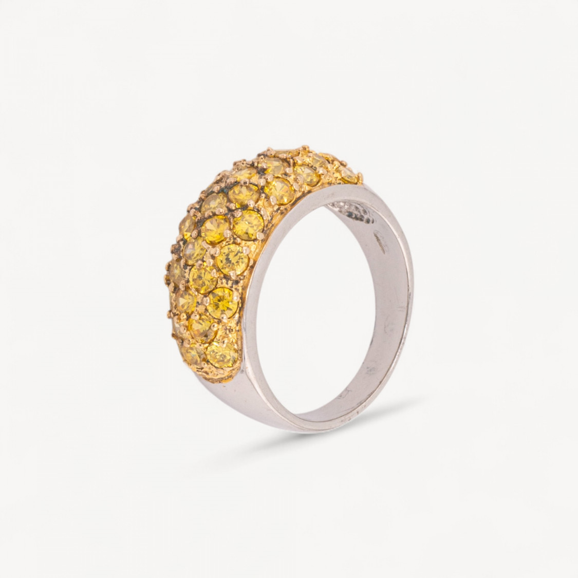 Anello Di Argento 925 Con Zirconi Incastonati Gialli n135 Rodiato-BAGUES EN ARGENT 925 | Worldofjewel.com