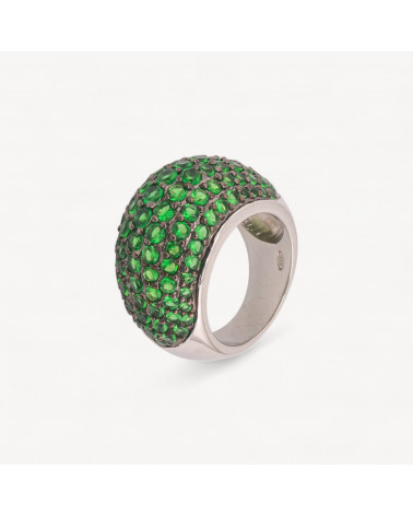 Anello Di Argento 925 Con Zirconi Incastonati Verdi n138 Rodiato-ANILLOS DE PLATA 925 | Worldofjewel.com