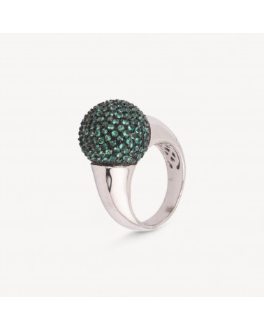 Anello Di Argento 925 Con Zirconi Incastonati Verdi n148 Rodiato-ΔΑΧΤΥΛΙΔΙΑ 925 ΑΣΗΜΙ | Worldofjewel.com