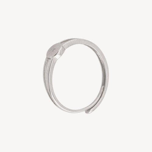 Base de anillo de plata 925 con bisel y orificio de 1,5 mm, tamaño ajustable, 1 pieza, baño de rodio