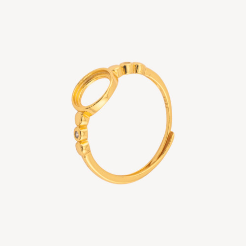 Anillo de bisel de plata 925 con circonitas de 8,5 x 9 mm, tamaño ajustable, 1 pieza de oro