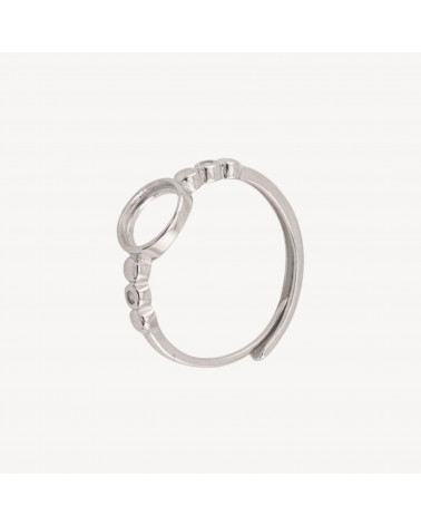 Base Per Anelli Di Argento 925 A Castone con Zirconi 8,5x9mm Misura Regolabile 1pz Rodiato-BASE PARA ANILLOS | Worldofjewel.com