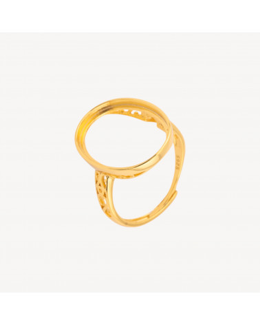 Base Per Anelli Di Argento 925 A Castone Ovale 17,5x21mm Misura Regolabile 1pz Dorato-BASE PARA ANILLOS | Worldofjewel.com