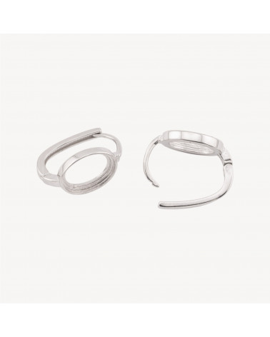 Base Per Orecchini Di Argento 925 con Monachella Chiusa e Castone Ovale 8,8x11mm 1 Coppia Rodiata-BASES PARA PENDIENTES DE PLATA 925 | Worldofjewel.com