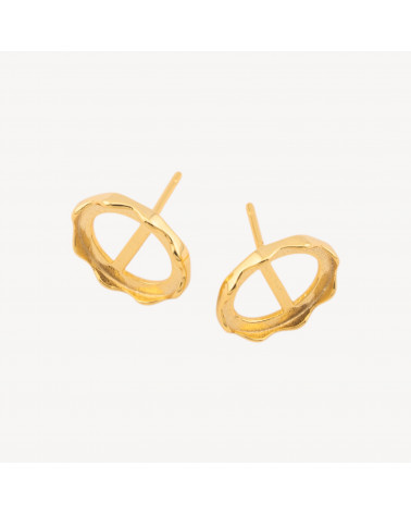 Base Per Orecchini Di Argento 925 con Perno e Castone Ovale 9,3x11,2mm 1 Coppia Dorata-BASES PARA PENDIENTES DE PLATA 925 | Worldofjewel.com
