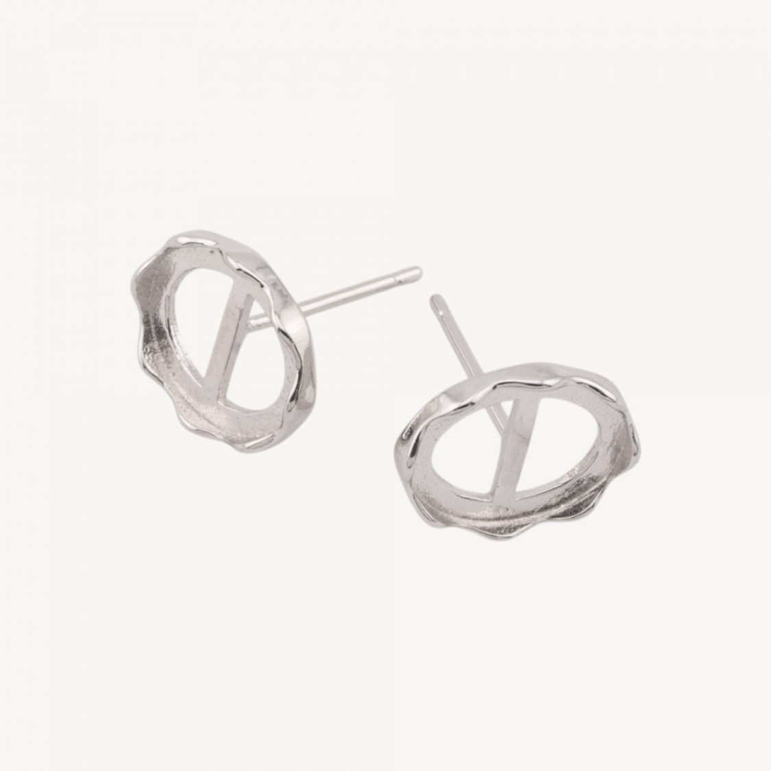 Base Per Orecchini Di Argento 925 con Perno e Castone Ovale 9,3x11,2mm 1 Coppia Rodiata-BASES PARA PENDIENTES DE PLATA 925 | Worldofjewel.com