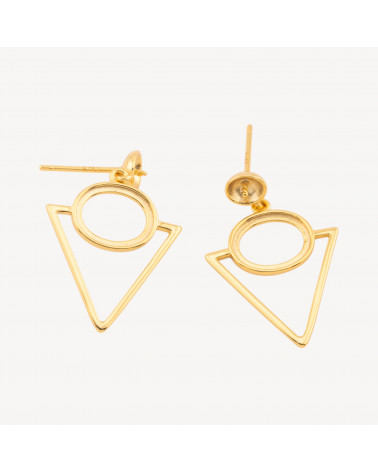 Base Per Orecchini Di Argento 925 Pendenti con Perno Triangolari con Castone Ovale 11x9mm 1 Coppia Dorata-BASES PARA PENDIENTES DE PLATA 925 | Worldofjewel.com
