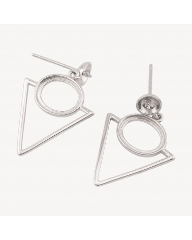 Base Per Orecchini Di Argento 925 Pendenti con Perno Triangolari con Castone Ovale 11x9mm 1 Coppia Rodiata-BASES PARA PENDIENTES DE PLATA 925 | Worldofjewel.com