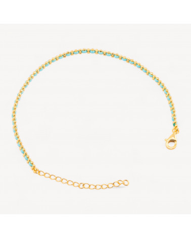 Bracciale In Argento 925 Tessuto Celeste Con Moschettone Dorato-PLATA 925 | Worldofjewel.com