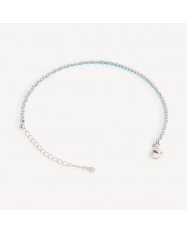 Bracciale In Argento 925 Tessuto Celeste Con Moschettone Rodiato-PLATA 925 | Worldofjewel.com