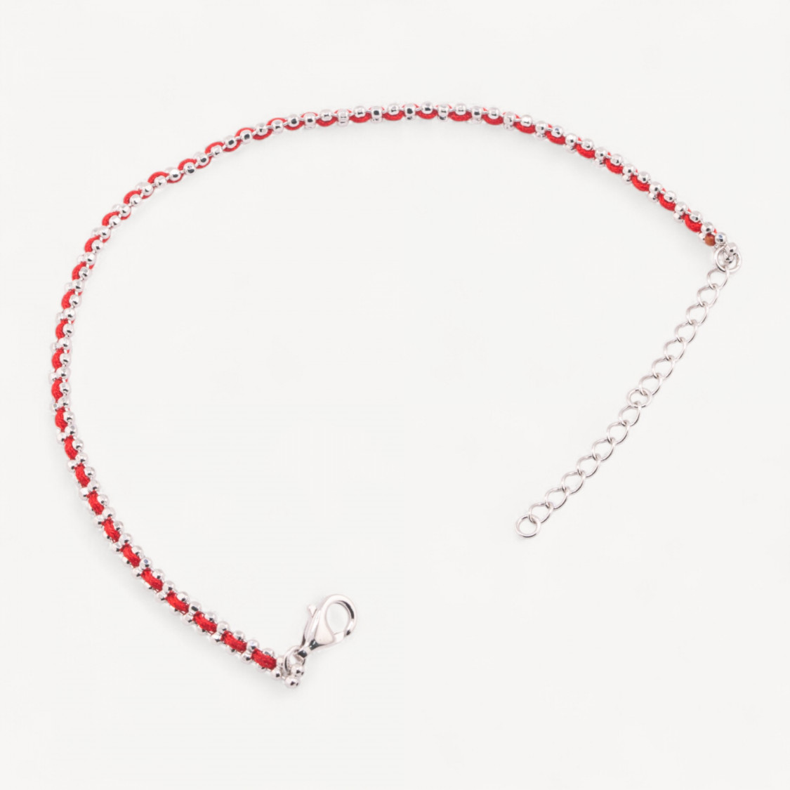Pulsera de Plata 925 con Tejido Rojo y Cierre de Langosta Rodiado-PLATA 925 | Worldofjewel.com