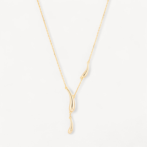 Collier en argent 925 avec pendentifs en forme de goutte dorés