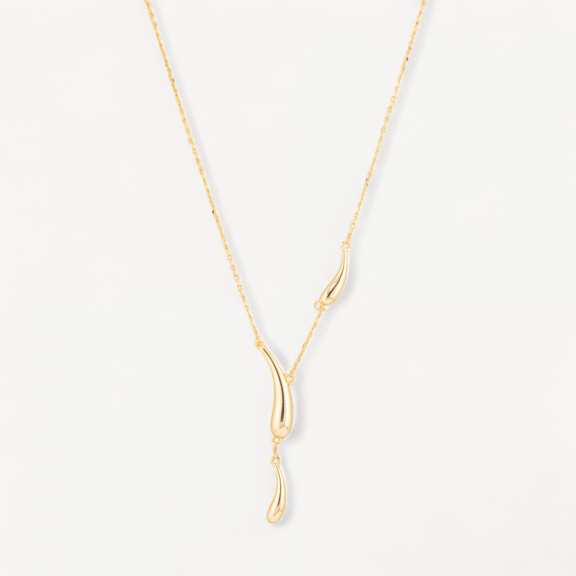 Collar de plata 925 con colgantes de gotas doradas-COLLARES DE PLATA 925 | Worldofjewel.com