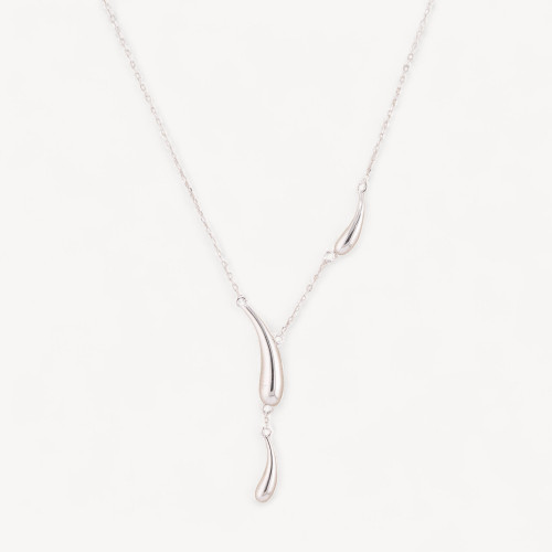 Collier en argent 925 avec pendentifs en forme de goutte plaqués rhodium