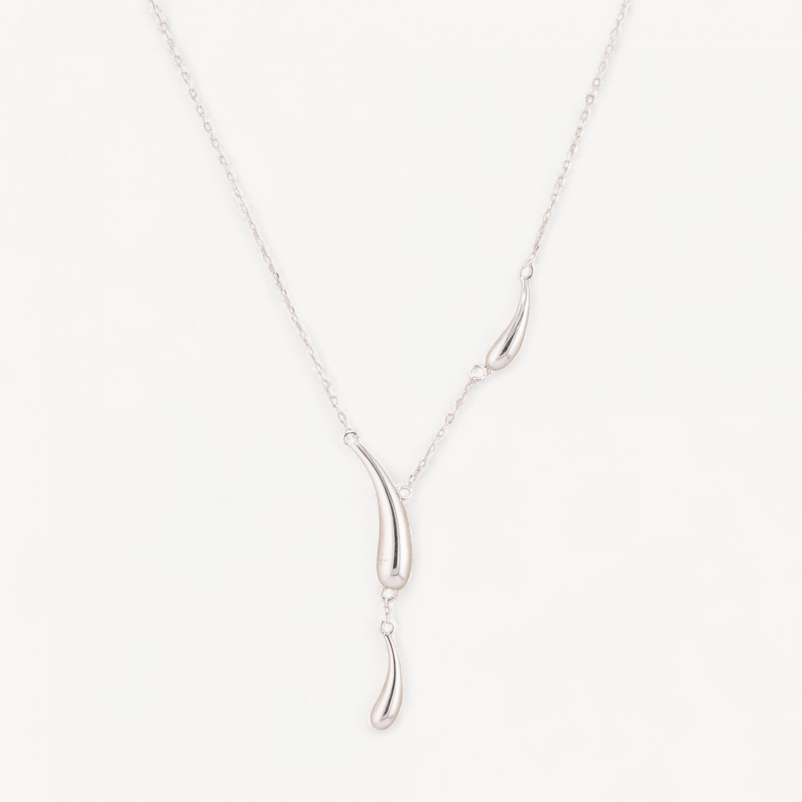 Collana In Argento 925 Con Pendenti Gocce Rodiato-COLLARES DE PLATA 925 | Worldofjewel.com