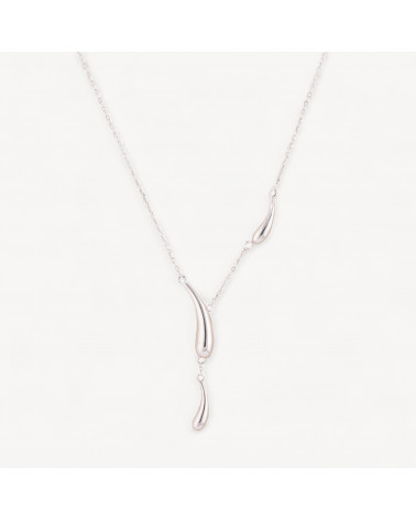 Collana In Argento 925 Con Pendenti Gocce Rodiato-COLLARES DE PLATA 925 | Worldofjewel.com