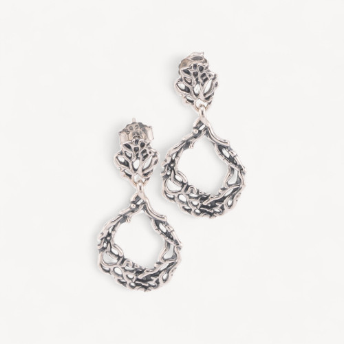 Boucles d'oreilles pendantes en argent 925 micro-moulé, 16 x 25 mm, MOD4485