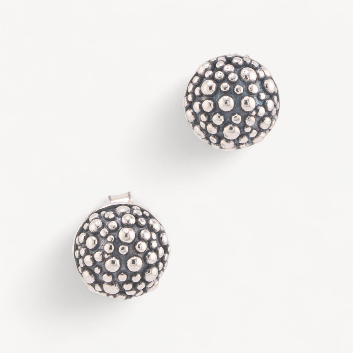 925 Silver Micro-Cast Dotted Jewel Earrings 9mm MOD4483-SILVER 925 DESIGN ITALY | Worldofjewel.com