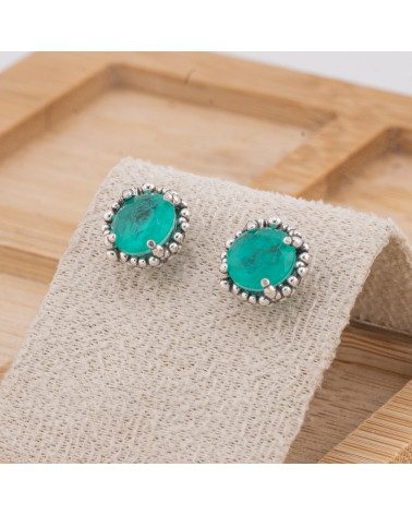 Orecchini Gioiello In Argento 925 Microfusione Puntinato Con Zircone 11mm MOD4484 Verde Acqua-SILVER 925 DESIGN ITALY | Worldofjewel.com