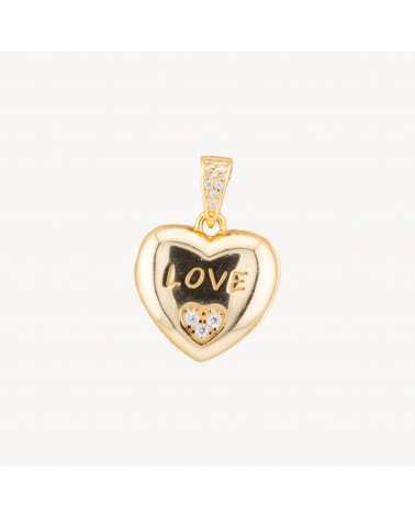 Pendente Ciondolo In Argento 925 Con Zirconi Apribile 18mm MOD4544 1pz Dorato-ARGENT 925 DESIGN ITALIE | Worldofjewel.com