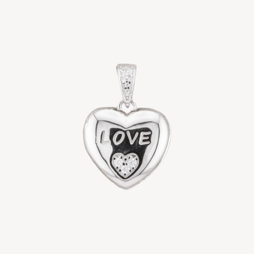 925 Silver Pendant with Zirconia, Openable, 18mm, MOD4544, 1pc, Rhodium Plated