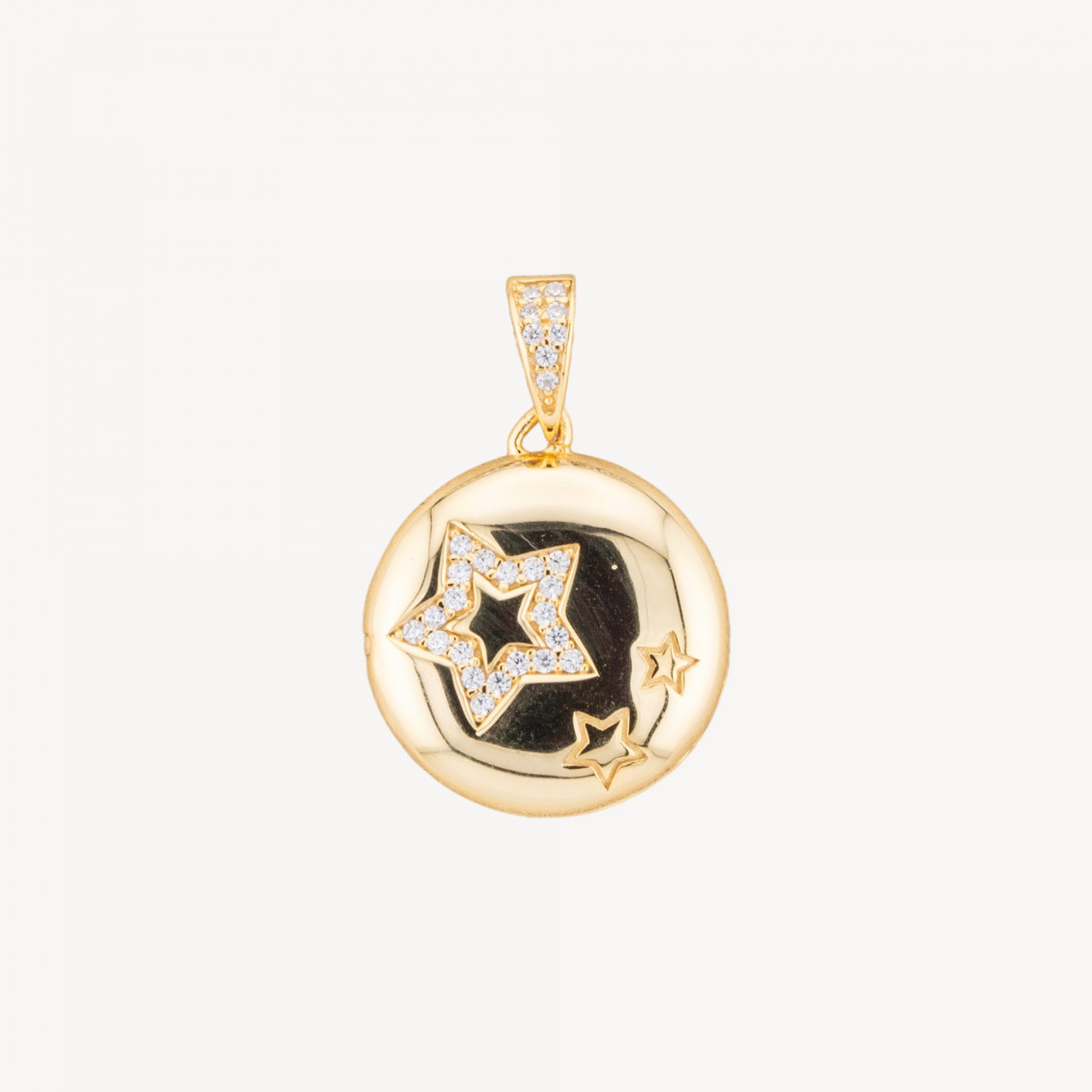 Pendente Ciondolo In Argento 925 Con Zirconi Apribile 18mm MOD4545 1pz Dorato-ARGENT 925 DESIGN ITALIE | Worldofjewel.com