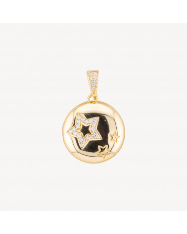Pendente Ciondolo In Argento 925 Con Zirconi Apribile 18mm MOD4545 1pz Dorato-ARGENT 925 DESIGN ITALIE | Worldofjewel.com