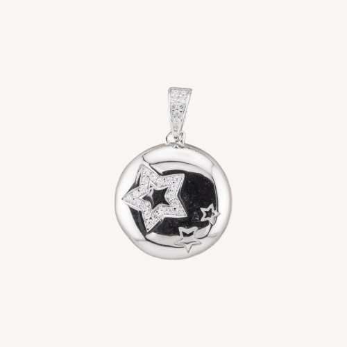 Pendentif en argent 925 avec zircone, ouvrable, 18 mm, MOD4545, 1 pièce, plaqué rhodium