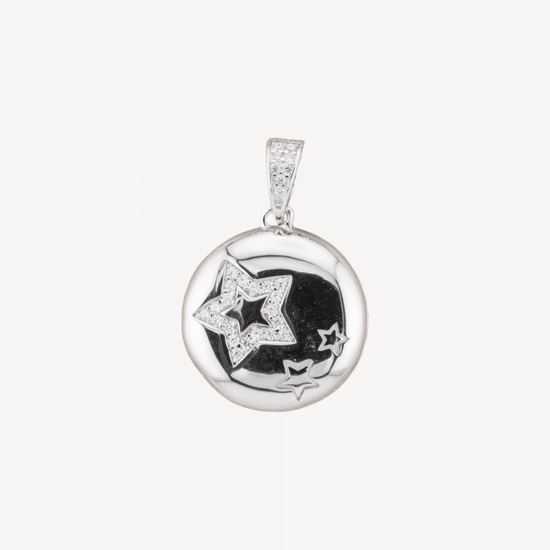 Pendente Ciondolo In Argento 925 Con Zirconi Apribile 18mm MOD4545 1pz Rodiato-ARGENT 925 DESIGN ITALIE | Worldofjewel.com