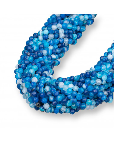 Agata Blu Intenso Striata Perlina Tonda Sfaccettata 4mm-ΜΠΛΕ ΑΧΑΤΗΣ | Worldofjewel.com