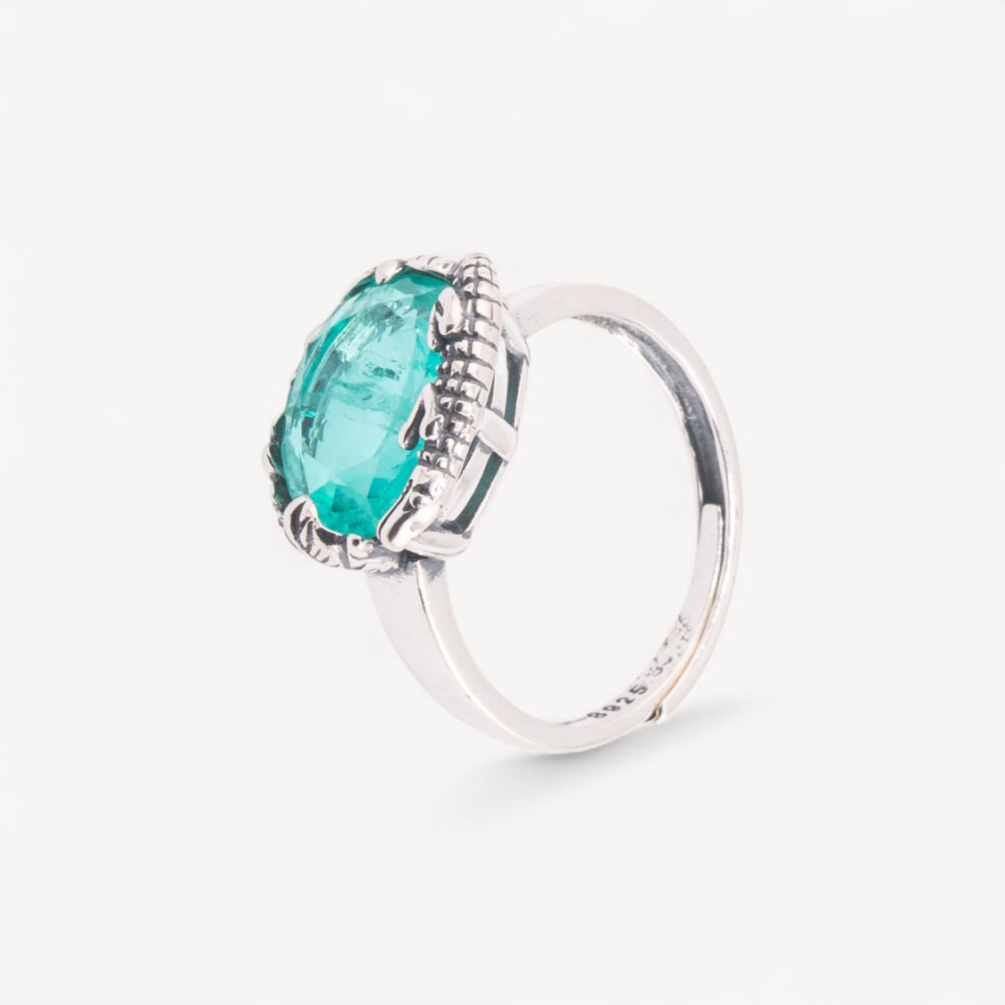 Anello Gioiello In Argento 925 Microfusione Crocco Con Zircone Acqua Misura Regolabile MOD4475-BAGUES EN ARGENT 925 | Worldofjewel.com