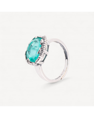 Anello Gioiello In Argento 925 Microfusione Crocco Con Zircone Acqua Misura Regolabile MOD4475-BAGUES EN ARGENT 925 | Worldofjewel.com