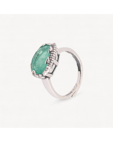 Anello Gioiello In Argento 925 Microfusione Crocco Con Zircone Verde Misura Regolabile MOD4475-BAGUES EN ARGENT 925 | Worldofjewel.com