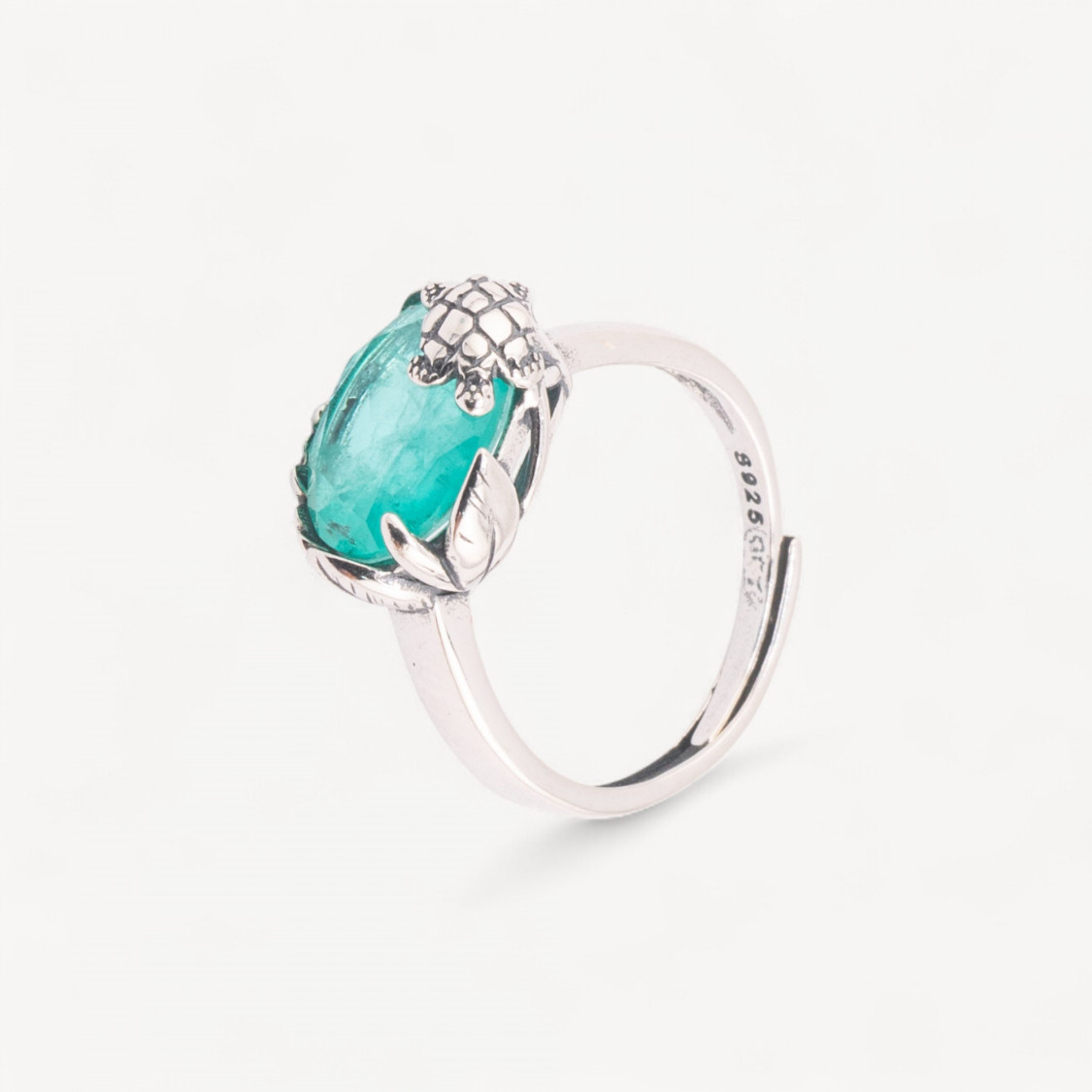 Anello Gioiello In Argento 925 Microfusione Turtle Con Zircone Acqua Misura Regolabile MOD4476-BAGUES EN ARGENT 925 | Worldofjewel.com