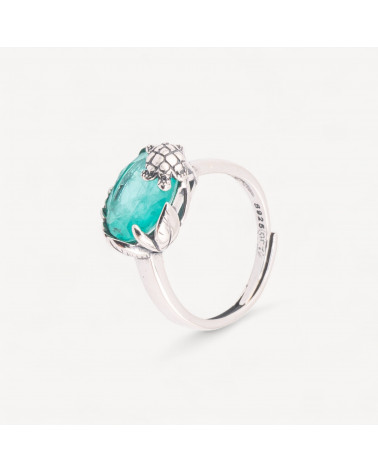 Anello Gioiello In Argento 925 Microfusione Turtle Con Zircone Acqua Misura Regolabile MOD4476-BAGUES EN ARGENT 925 | Worldofjewel.com
