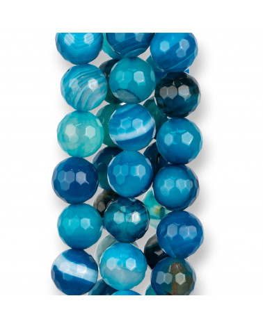 Agata Blu Striata Perlina Tonda Sfaccettata 12mm-AGATA BLU | Worldofjewel.com