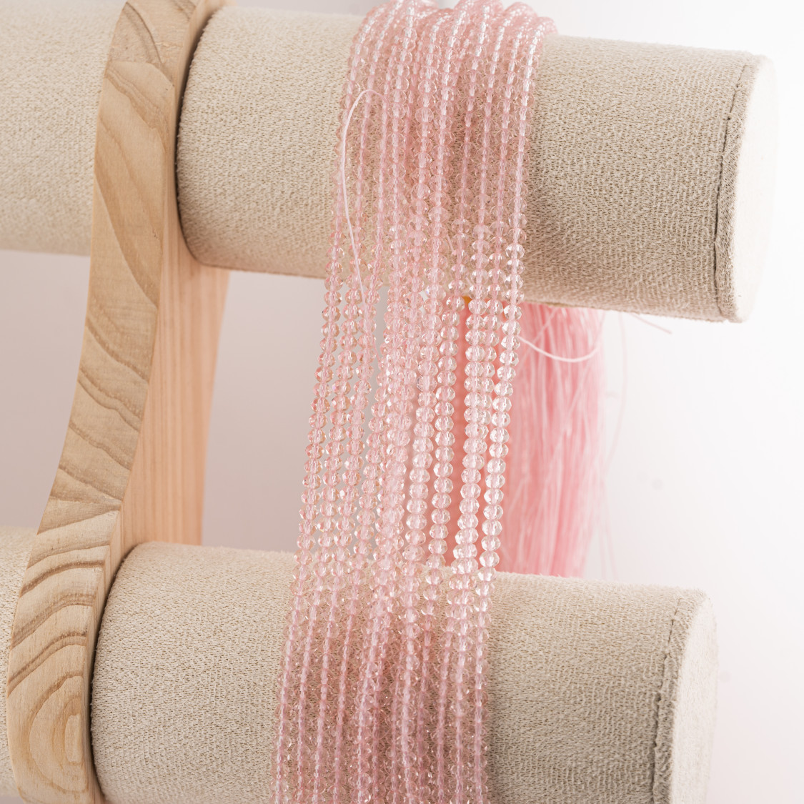 Perline Di Cristalli Rondelle Sfaccettate 3,5x2,5mm 10 FILI Su Filo Di Cotone Pronti all'uso Rosa Trasparente-RONDELLE 3,5x2,5mm | Worldofjewel.com