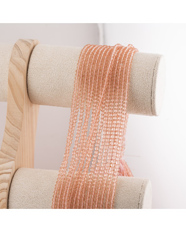 Perline Di Cristalli Rondelle Sfaccettate 3,5x2,5mm 10 FILI Su Filo Di Cotone Pronti all'uso Rosa Corallo Trasparente-RONDELLE 3,5x2,5mm | Worldofjewel.com