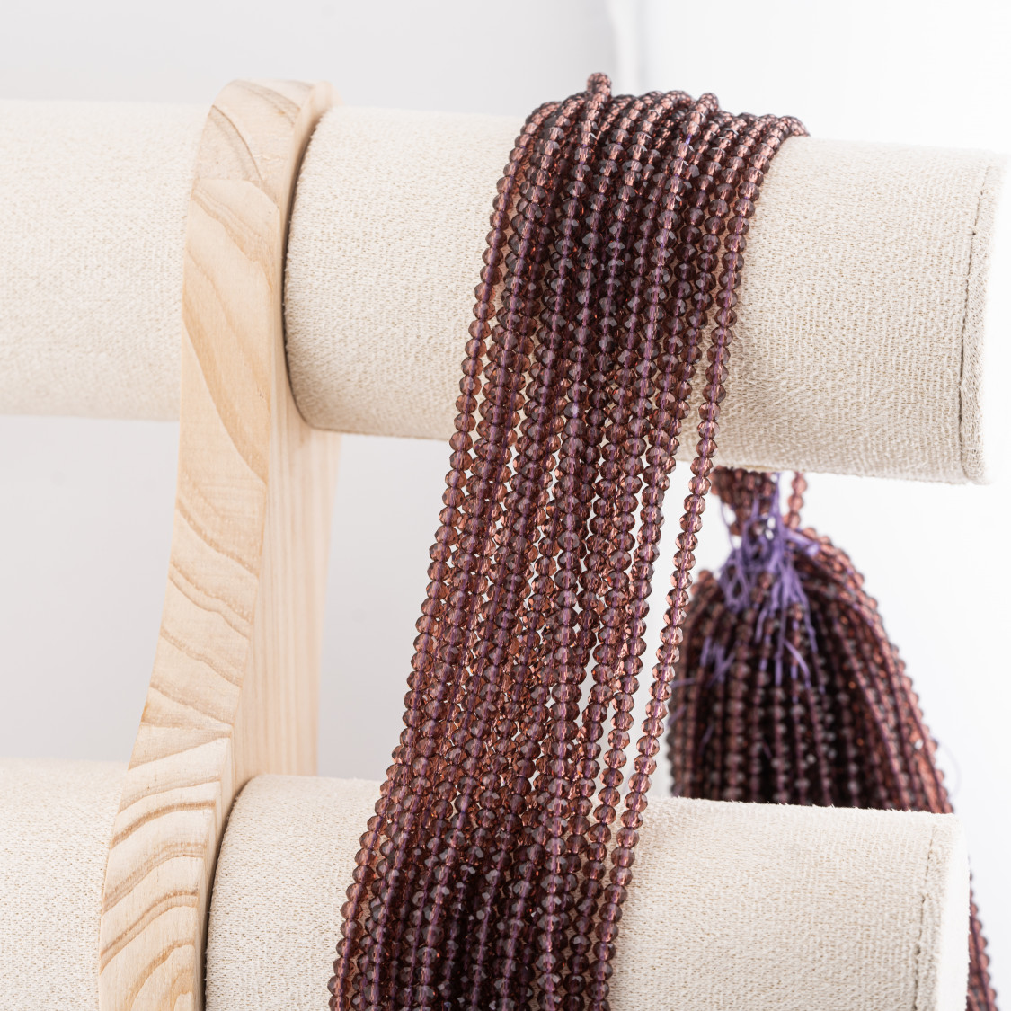 Perline Di Cristalli Rondelle Sfaccettate 3,5x2,5mm 10 FILI Su Filo Di Cotone Pronti all'uso Viola Scuro Trasparente-RONDELLE 3,5x2,5mm | Worldofjewel.com