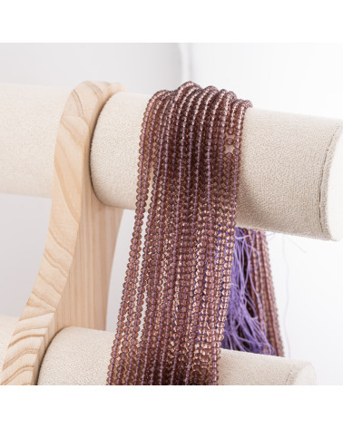 Perline Di Cristalli Rondelle Sfaccettate 3,5x2,5mm 10 FILI Su Filo Di Cotone Pronti all'uso Viola Fumé Trasparente-RONDELLE 3,5x2,5mm | Worldofjewel.com