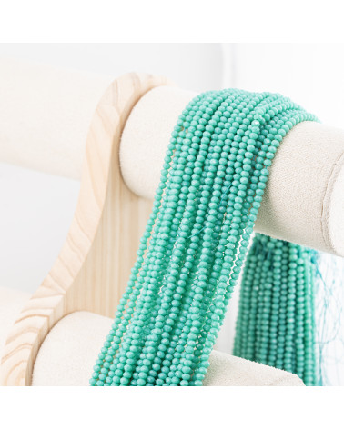 Perline Di Cristalli Rondelle Sfaccettate 3,5x2,5mm 10 FILI Su Filo Di Cotone Pronti all'uso Verde Ottanio Chiaro-RONDELLE 3,5x2,5mm | Worldofjewel.com