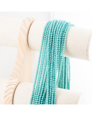 Perline Di Cristalli Rondelle Sfaccettate 3,5x2,5mm 10 FILI Su Filo Di Cotone Pronti all'uso Verde Ottanio Intenso-RONDELLE 3,5x2,5mm | Worldofjewel.com