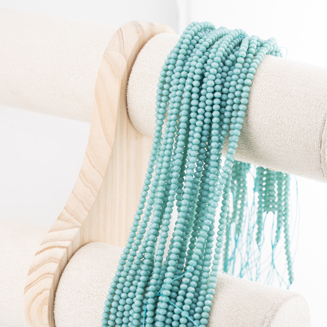 Perline Di Cristalli Rondelle Sfaccettate 3,5x2,5mm 10 FILI Su Filo Di Cotone Pronti all'uso Verde Ottanio-RONDELLE 3,5x2,5mm | Worldofjewel.com