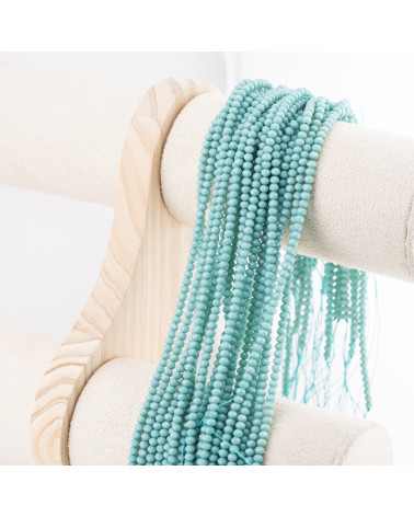 Perline Di Cristalli Rondelle Sfaccettate 3,5x2,5mm 10 FILI Su Filo Di Cotone Pronti all'uso Verde Ottanio-RONDELLE 3,5x2,5mm | Worldofjewel.com